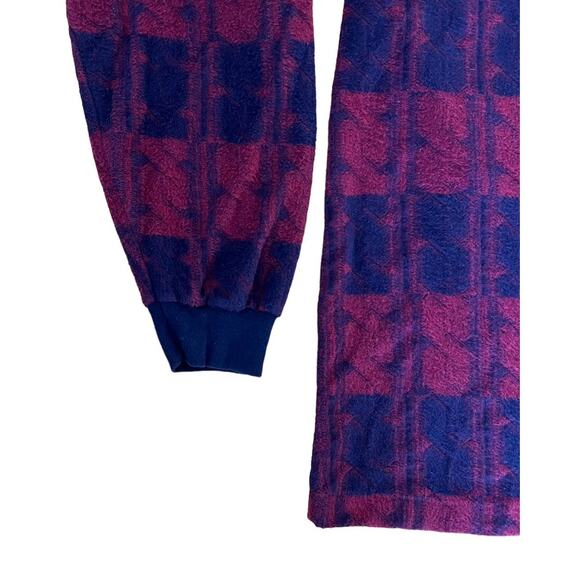 Vtg '90s Penguin Club Burgundy & Blue All Over Design Long Sleeve Polo Shirt XL - Picture 3 of 9